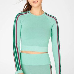 Aisley Seamless Long-Sleeve Crop Top Lunar Blue Small New Without Tags NWOT